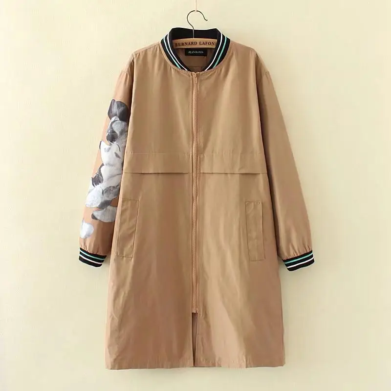 

S73 Autumn Plus size Women clothing Trench Coats 3XL Casual printing Windproof outerwear 1002