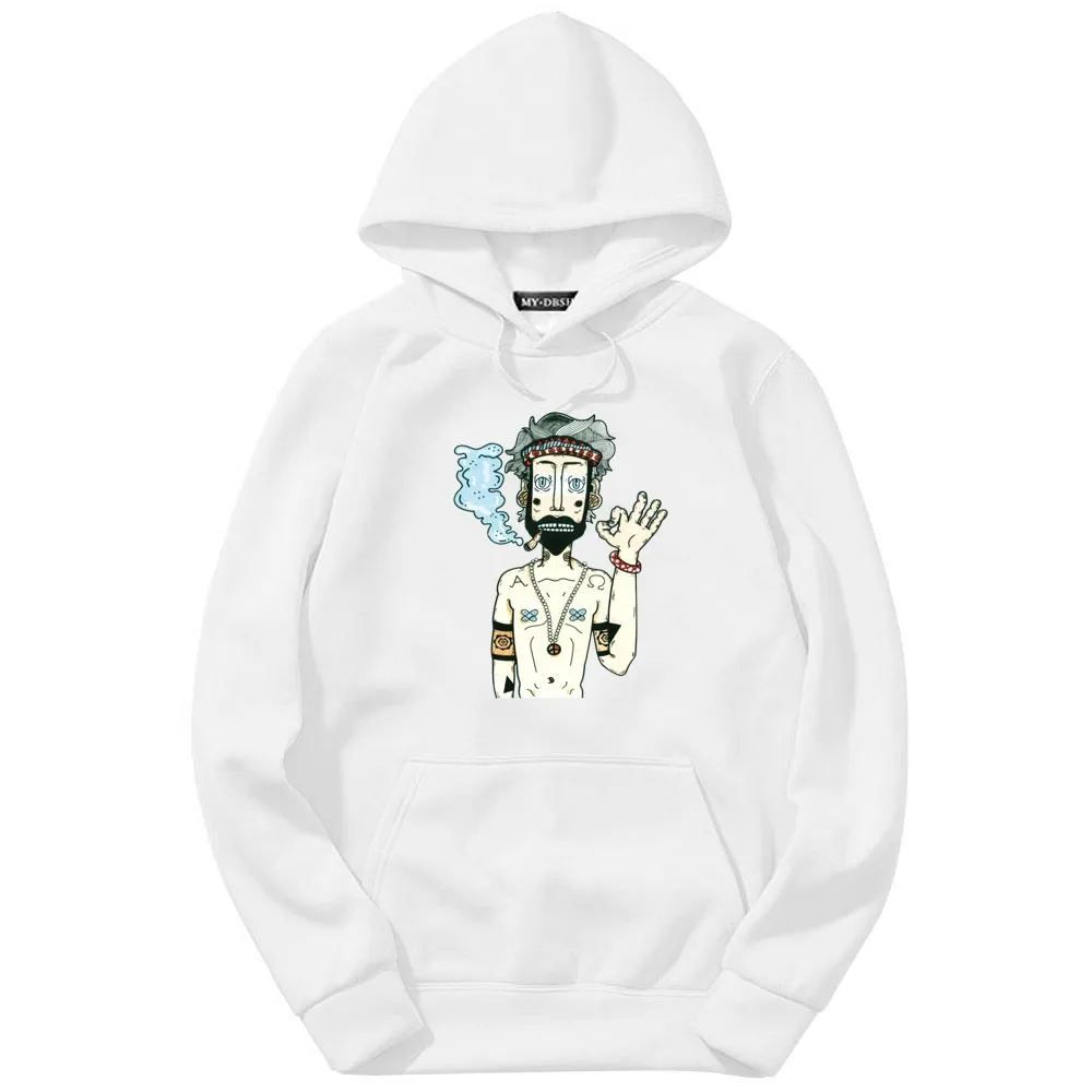 Негабаритных Для мужчин High Street Wear толстовки курящих голый нищий с капюшоном и