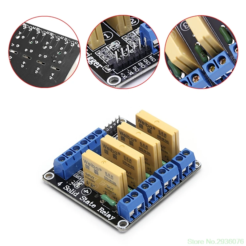 

4 Channel SSR Solid State Relay High-low Trigger 3-32V 5A For Arduino R3