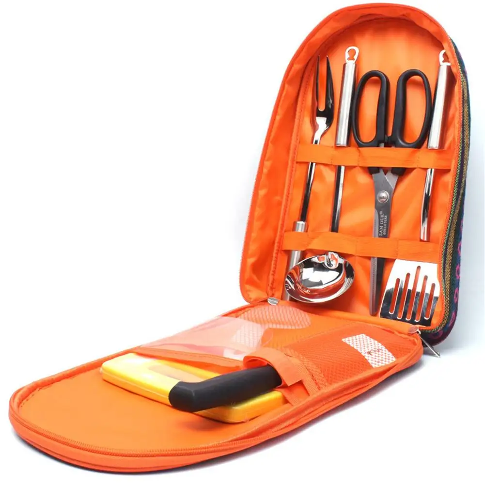 

Outdoor Multifunction Cookware Set Camping Cookware Portable Stainless Steel National Wind Tote Bag Set of 8 Picnic Bags
