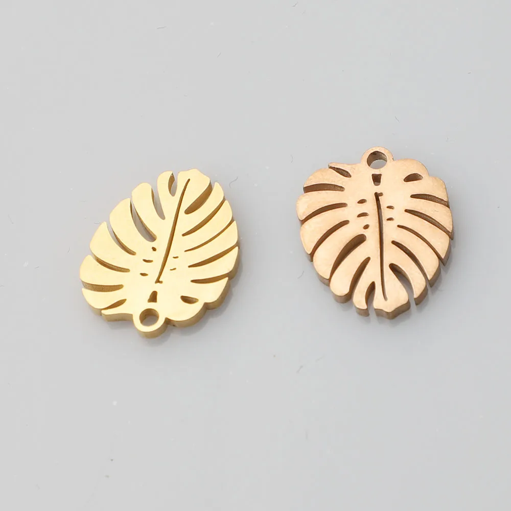 

Fnixtar Stainless Steel Mirror Polished Gold /Rose Gold Color Tree Leaf Charm Pendant DIY Handmade Craft 13x17mm 20piece/lot