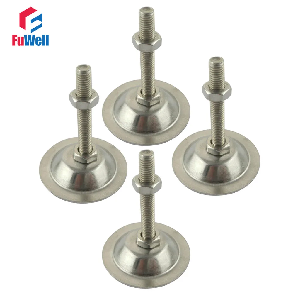 M10x60mm Stainless Steel Threaded Adjustable Foot with 40mm Reinforced  Base 