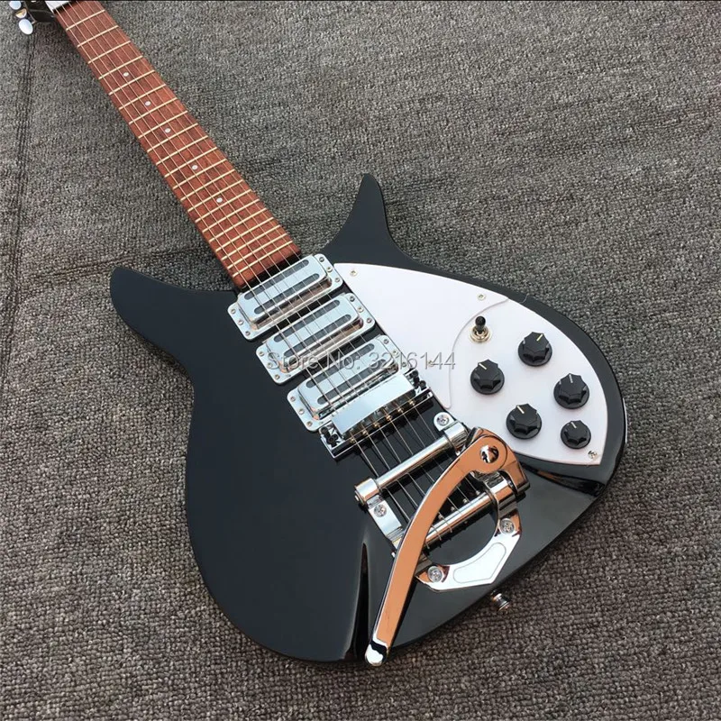 

New product ricken- backer 325 electric guitar 3 piece of pick-up, real photos, free shipping black guitar, White protective pla