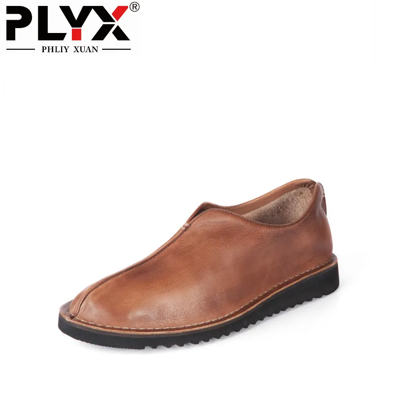 

Brand PHLIY XUAN Retro 2018 British Style Genuine Leather Mens Shoes Casual Loafers 100% Handmade Chaussure Homme De Marque