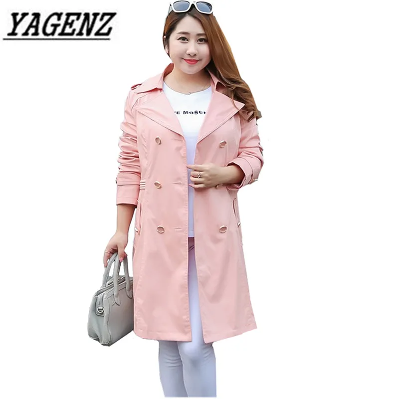 

Black Double-breasted Medium Long Trench Women Coat High-end Casual Large Size XL-5XL 6XL Female Long-sleeve Windbreaker Coat