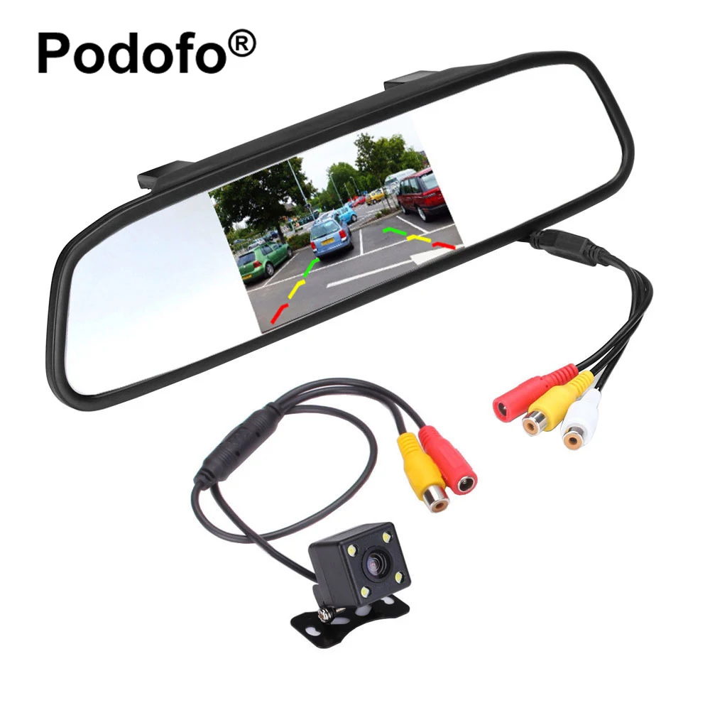 Podofo 4 3 font b Car b font Mirror Monitor Rear View font b Camera b