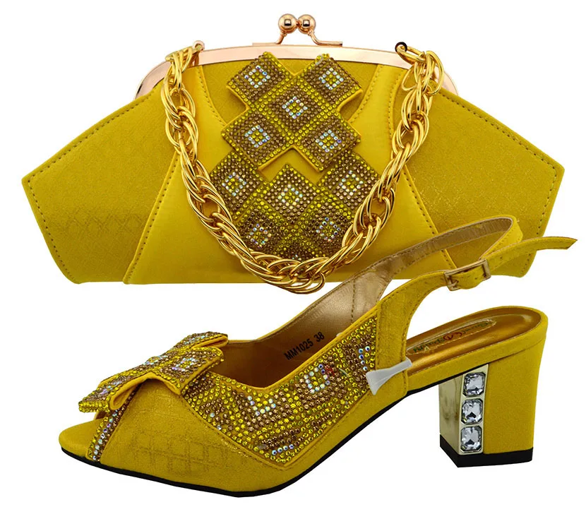 ФОТО New Arrival Yello Color Italian Shoe And Bag Set African Wedding Shoe And Bag Sets Italy Shoe And Bag To Match For Party MM1025