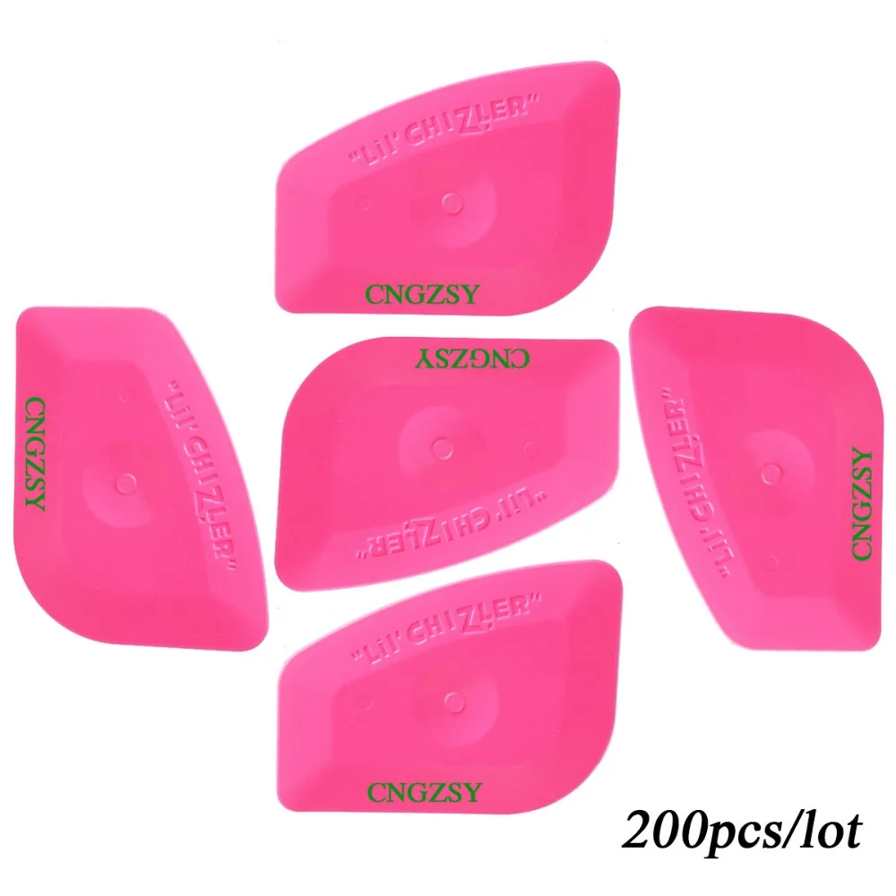

CNGZSY 200pcs Auto Film Wrap Scraper Mini Pink Multilateral Squeegee Bubble Free Car Vinyl Cleaner Window Tint Tools 200A25