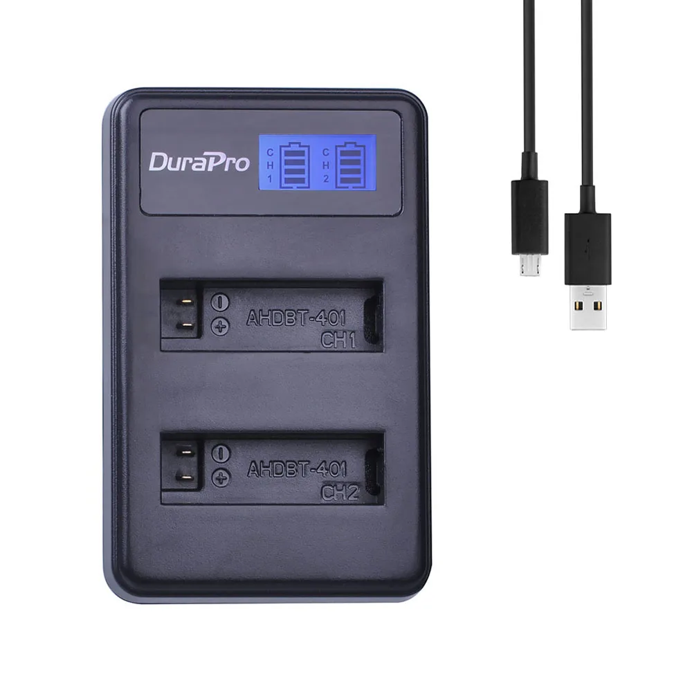 Зарядное устройство Durapro 1 шт. AHDBT 401 Gopro Hero 4 ЖК дисплей USB двойное зарядное для