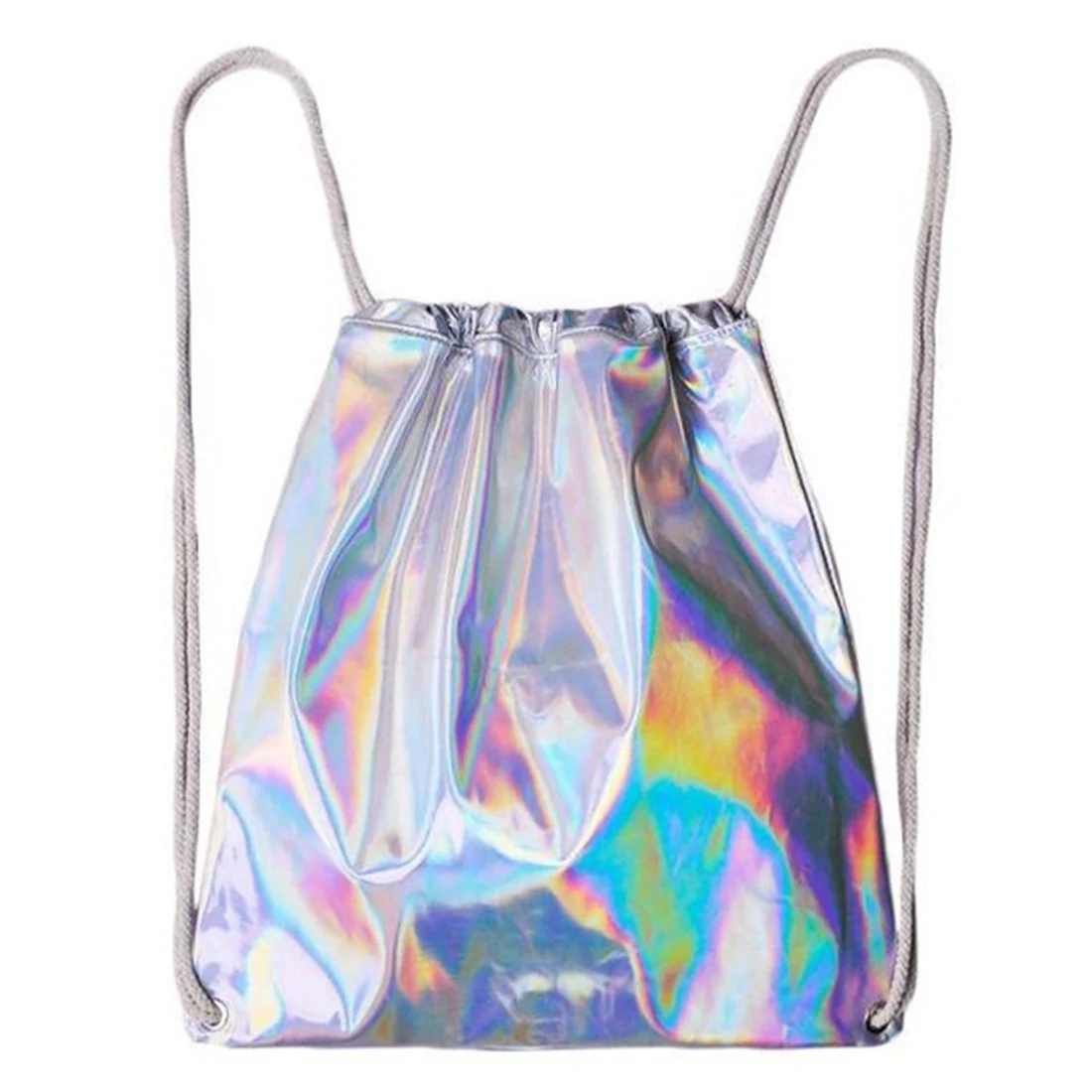 Популярный градиент лазерная сумка нерегулярные сплошной цвет блики шнурок сумка моды случайные сумки