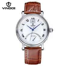 New Fashion Mens Watches Top Brand Luxury VINOCE Quartz Watch Men Sport Leather Clock Male Date Waterproof relogio masculino