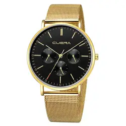 Модные мужские часы тонкие сетчатые стальные водостойкие минималистичные наручные часы