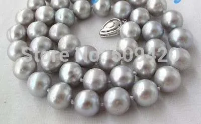 

~~ Free Shipping >>11mm Gray Freshwater Pearl Necklace 18