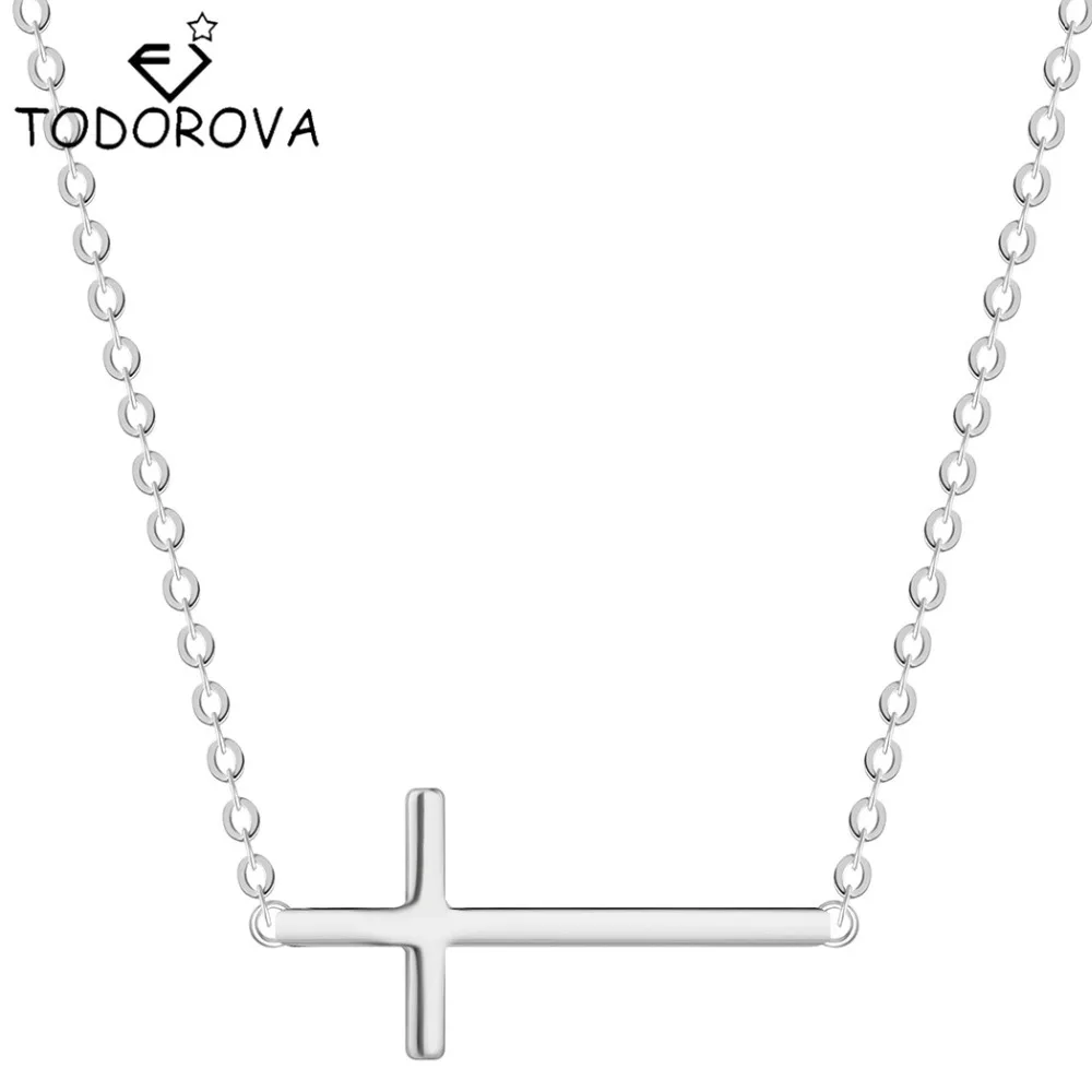 

Todorova New Arrival 925 Sterling Silver Cross Necklaces Pendant Hot Sale Silver Jewelry for Women Statement Necklace