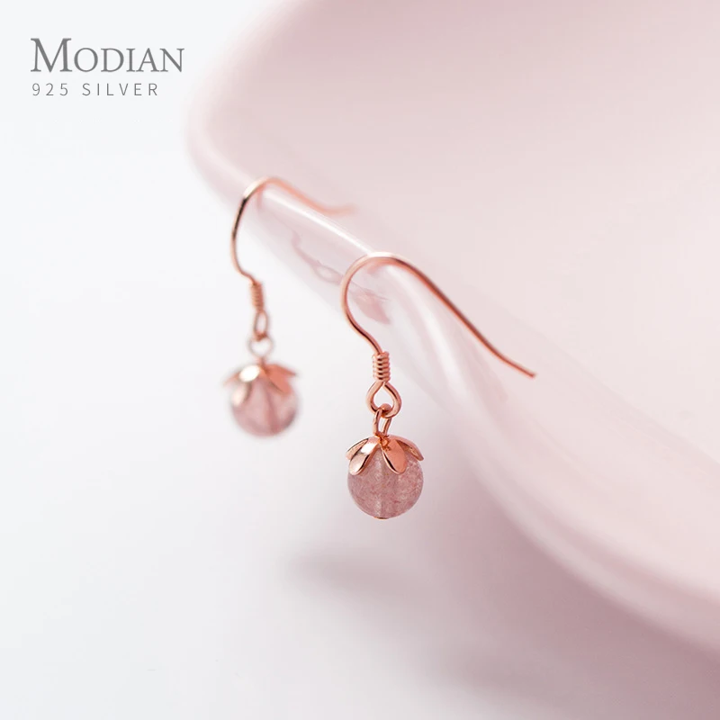 

Modian 2019 New Pink Crystal Charm Drop Earrings Fashion 925 Sterling Silver Swing Elegant Dangle Earring For Women Fine Jewelry