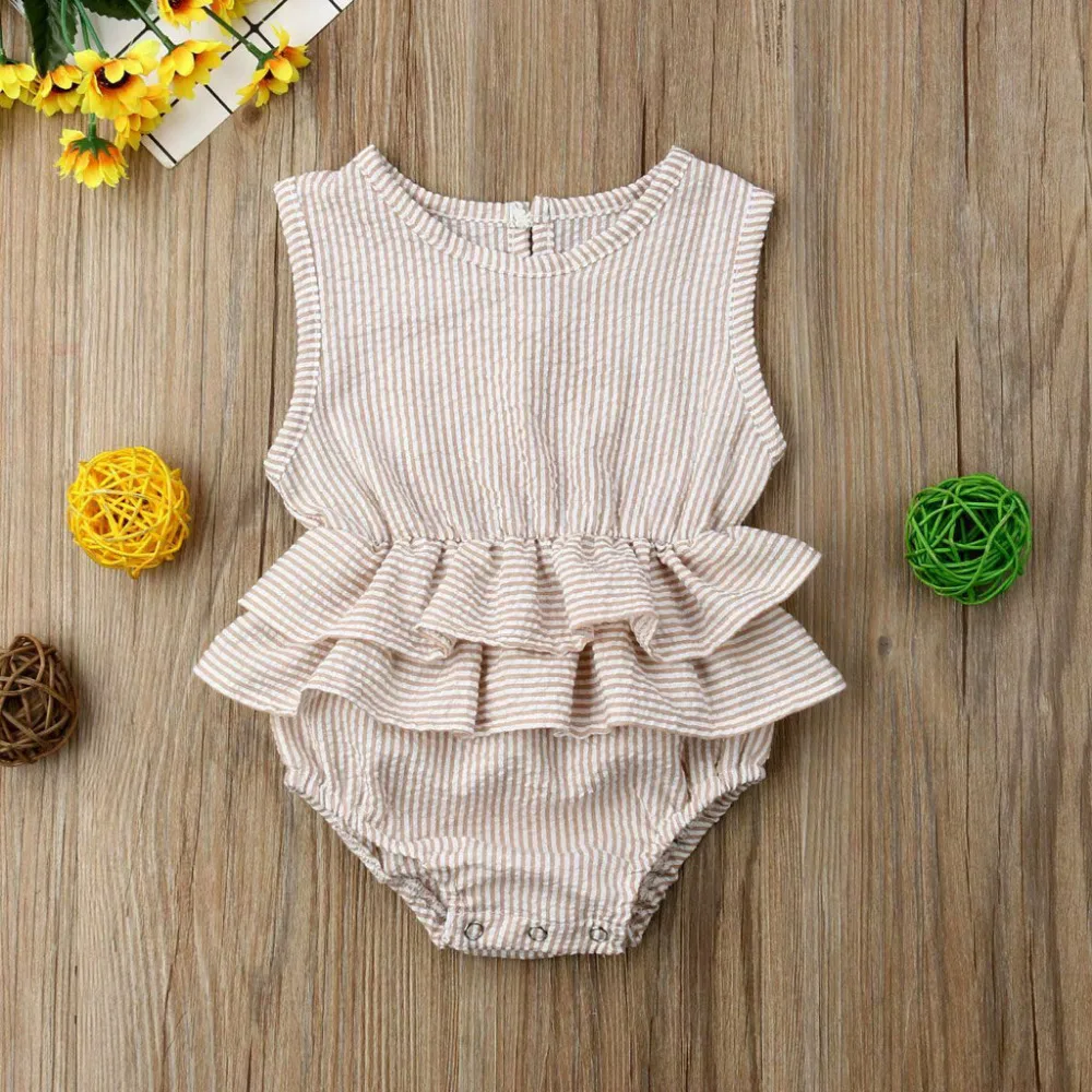 

Baby Kids Bodysuit Toddler Newborn Infant Boy Girl Sleeveless Jumpsuit Striped Solid O-Neck Clothing Summer Modis Baby Clothes