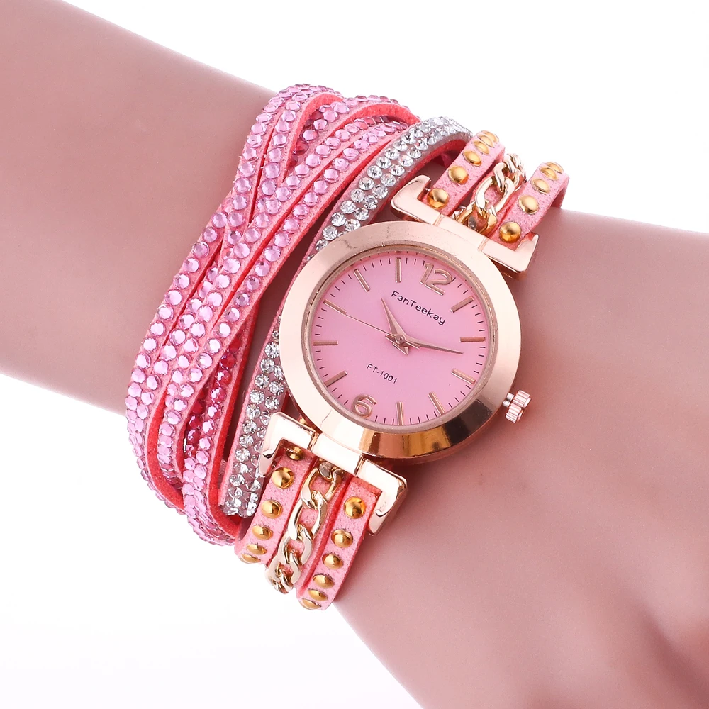 

2018 Women Watches New Leather Multi Layers Winding Bracelet Watch Luxury Ladies Quartz Watch Fashion crystal Relogio Feminino