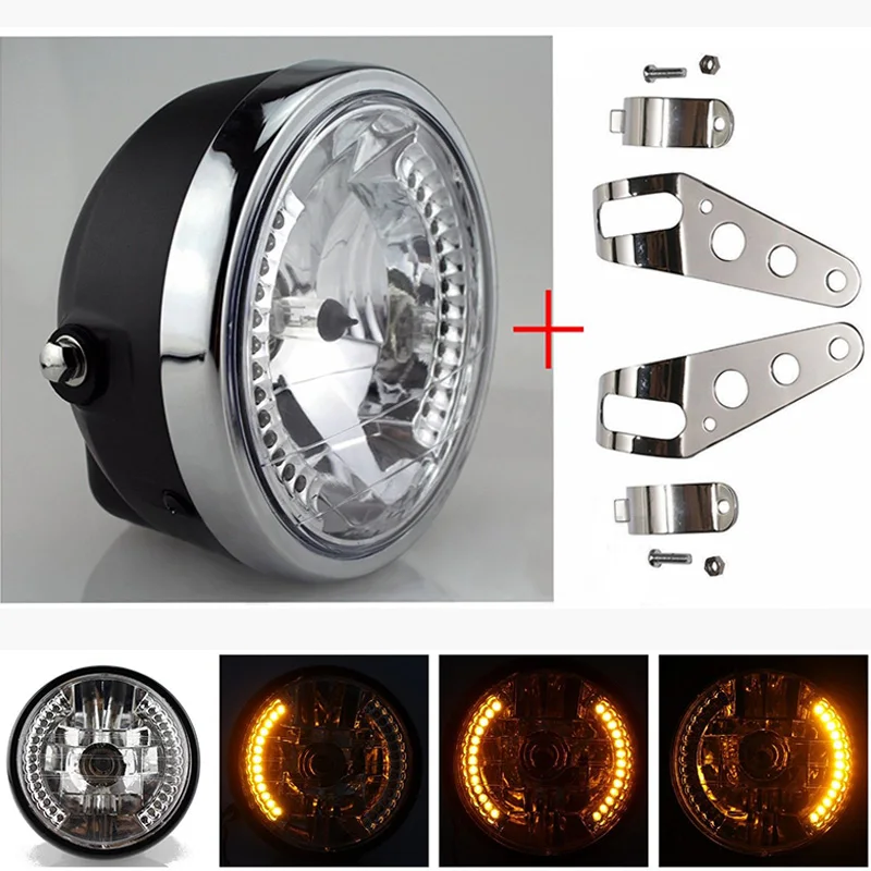 

Mayitr 8" Motorcycle Headlight Amber LED Turn Signal Indicator Blinker Lamp With Bracket Universal For Suzuki Yamaha Cafe Racer