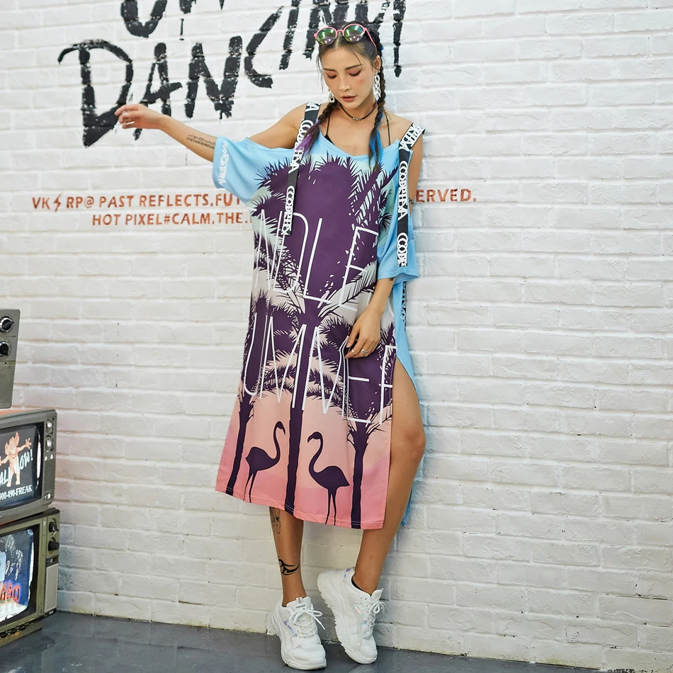 

Summer Dress for Women Casual Print Dresses Women's Summer Sundress Loose Hollow out Sexy Beach Dress Blue