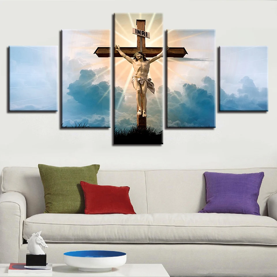 Modular-Canvas-Painting-Poster-5-Pieces-Christian-Religion-Jesus-God-Picture-Cross-Sunshine-Scenery-Modern-Prints (1)