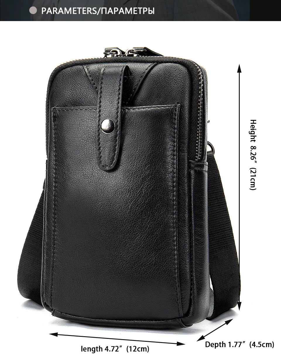 Men's Bag Crossbody Shoulder Bag Genuine Leather Male Mini Fanny Pack Clutch Small Money Belt Bags for Men Pouch Pack 2