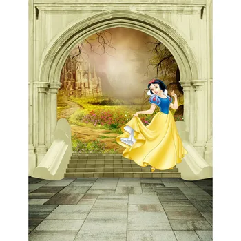 

TR 8x8FT Snow White Princess Fairy Castle Garden Court Gate Steps Palace Custom Photography Studio Backgrounds Backdrops Vinyl