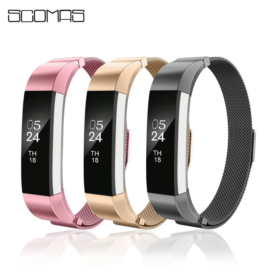

SCOMAS Replacement Band For Fitbit Alta HR Stainless Steel Milanese Loop With Magnetic Closure Clasp Strap