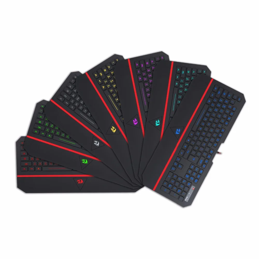 Spanis игровая клавиатура Redragon Kaeyboard RGB светодиодный Подсветка клавиатура 104 клавиша компьютерная игровая клавиатура SilentWrist