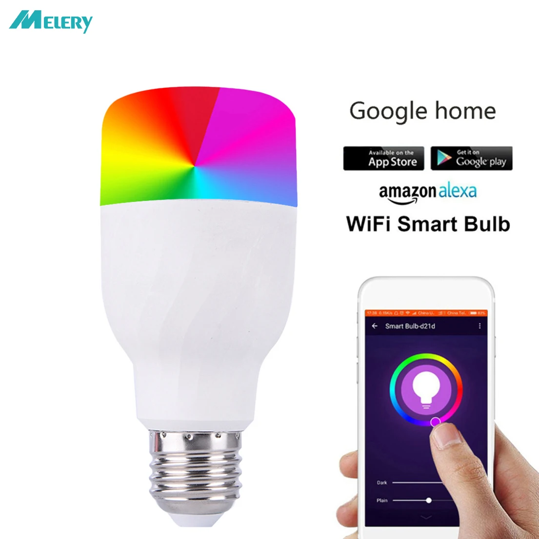 

Wifi Smart Led Light Bulb Lamp E27 60W Equivalent Dimmable RBGW Lighting Homekit Compatible with Alexa and Google Assistant