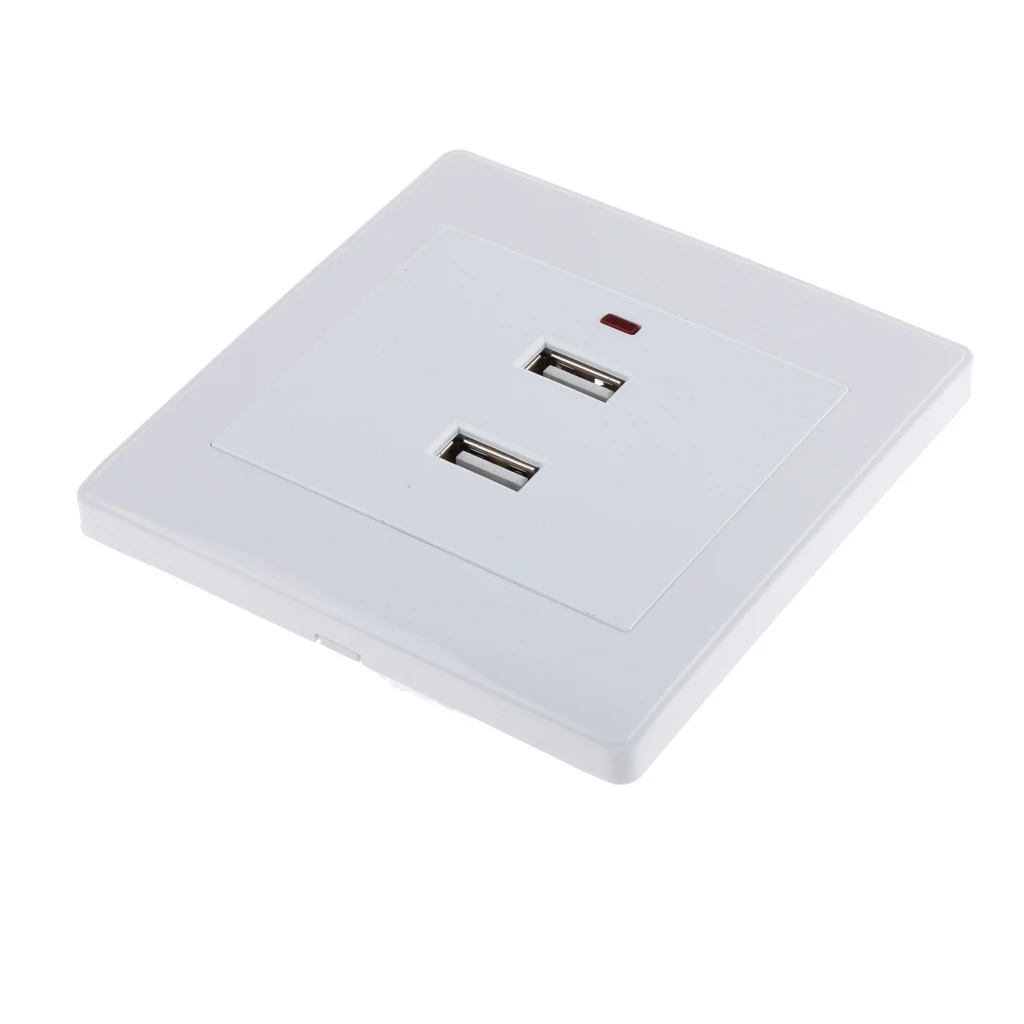 Dual USB Electric Wall Socket Charger AC Power Outlet Plate Panel Station Plug White