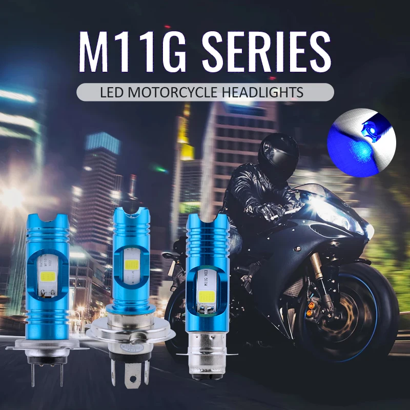 1Piece H4 HS1 LED Motorcycle Headlight Bulb Mini High Low Beam 18W 1600LM 6500K White Super Bright Motorbike Headlamp 12V