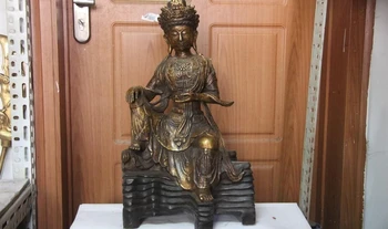 

20" Tibet Buddhism Copper Bronze Gild Free kwan-yin Bodhisattva GuanYin Statue