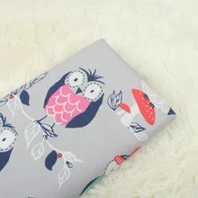 Половина метра хлопковая ткань поплин Мультфильм Сова Печать Ткань хлопок ручной работы DIY Одежда платье Детская кукла ткань CR-A494