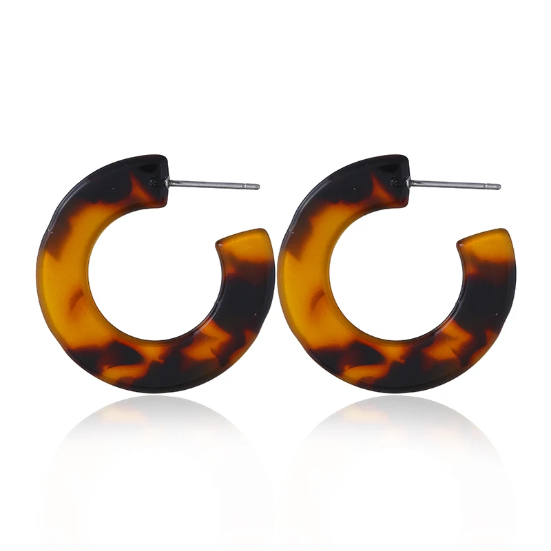 

2018 Fashion Leopard Grain Tortoise Shell Big Hook Acrylic Earrings Drop Earring