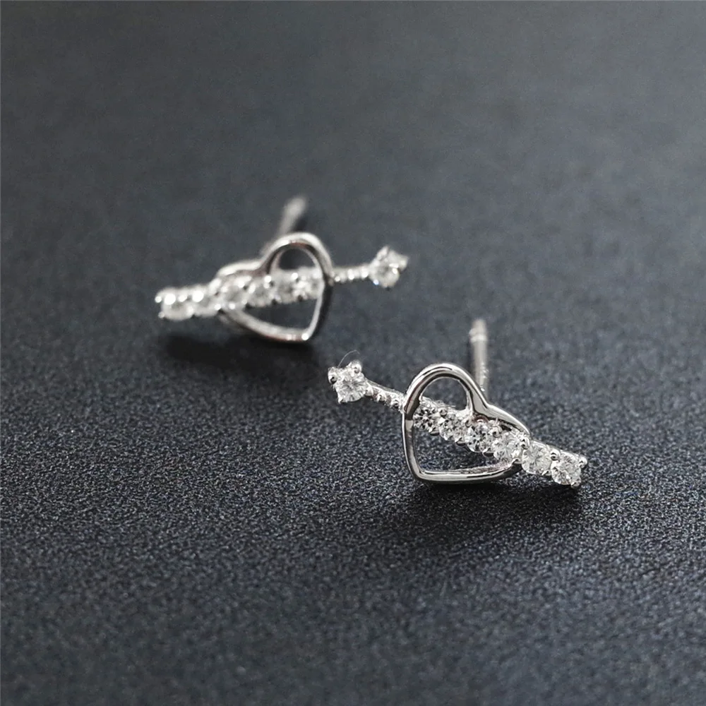 arrow heart cz earring 100% 925 Sterling silver Jewelry fashion Hypoallergenic Stud earrings for women gift