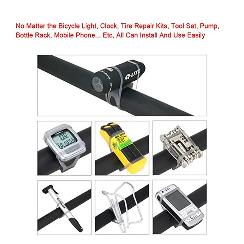 Top MTB Cycling Bike Bicycle Silicone Band Flash Light Flashlight Phone Strap Tie Ribbon Mount Holder 5