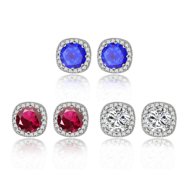 

Jewelry AAA Zircon 10MM Stud Earrings 2019 Simple Trendy Multicolor Cubic Zirconia Korean Earrings For Women