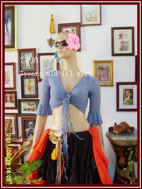 

Belly dance top Transparent thin belly danc small flare Blouse Top CD007