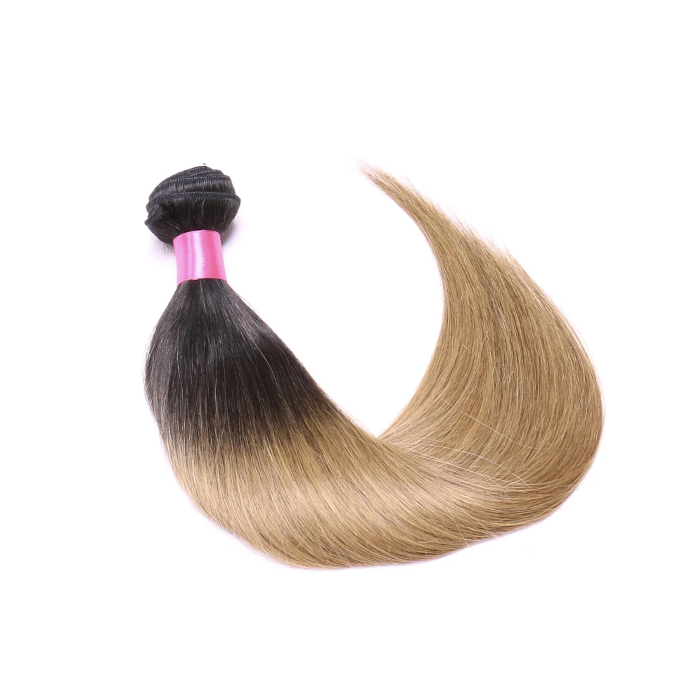 Chloe Blonde Brazilian Straight Hair 1 Bundle Only Ombre Human Hair Weave Bundles Two Tone 1b 27 Non Remy Extension