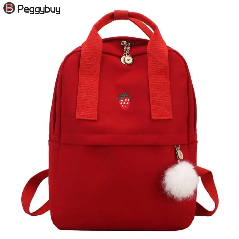 Модный женский холщовый рюкзак для школьников-подростков, стильная школьная сумка для девушек, тканевый рюкзак, женский рюкзак Mochila - Цвет: Красный