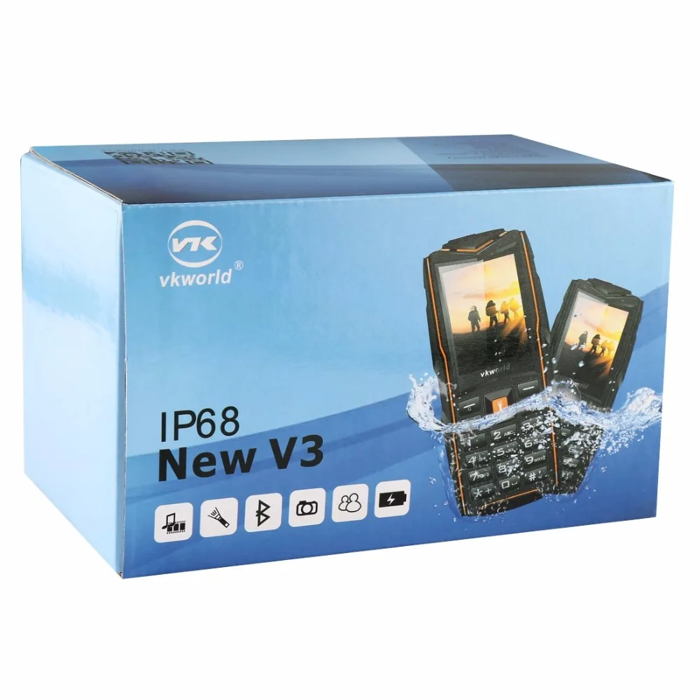 VKworld новый камень V3 мобильный телефон водонепроницаемый IP68 2 4 дюйма FM радио 3 sim