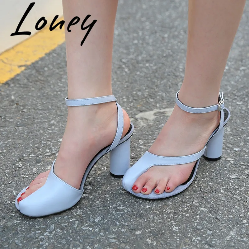 

Loney New Black Buckle Strap Spring Summer Sandals High Heel Round Heel Sandals Shoes Women