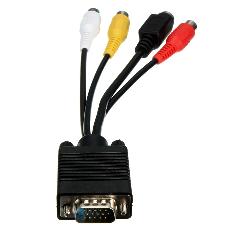 

VGA SVGA To S-Video 3 RCA TV AV Converter Adapter Cable Composite Female Converter Adapter Cable For Laptop PC High Quality