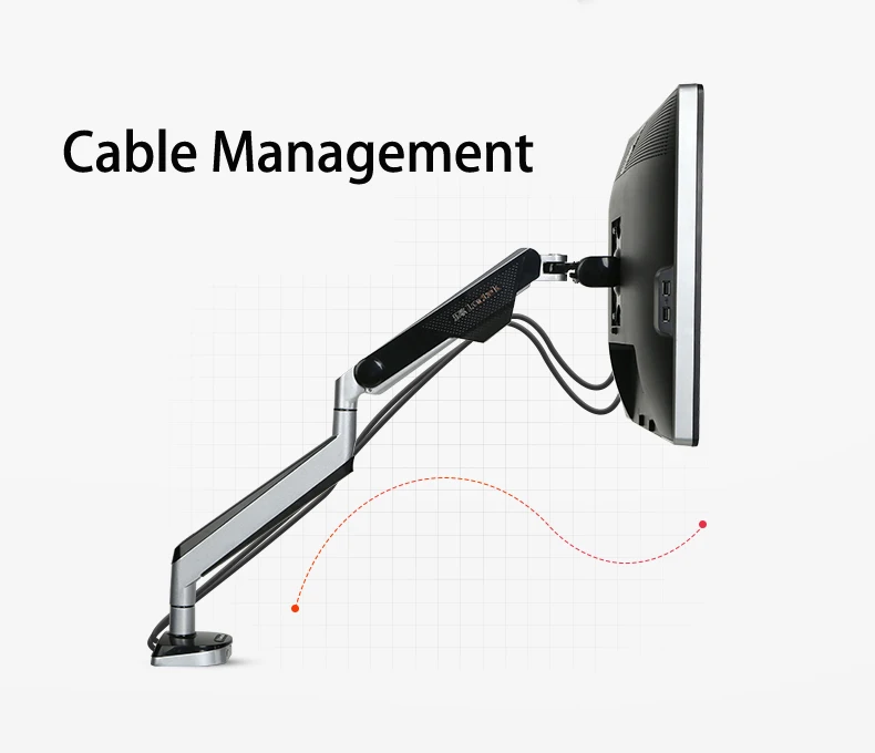 Loctek D8A Алюминиевый Газовый пружинный настольный монитор с полным движением, держатель для ЖК-компьютера с креплением на руку для загрузки 2-9kgs с двумя usb-портами