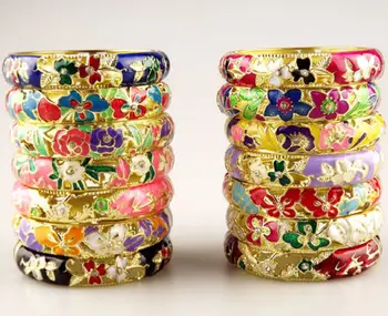 

Wholesale10pcs Chinese Handmade Cloisonne Enamel Cuff Hollow Bracelet Bangle