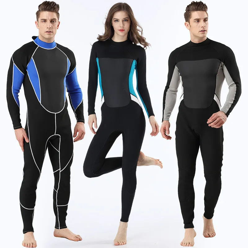 2mm Men Women wetsuit Long sleeved one piece Swimsuit neoprene Triathlon Diving suit Super Elastic Surf wet suit for cold water