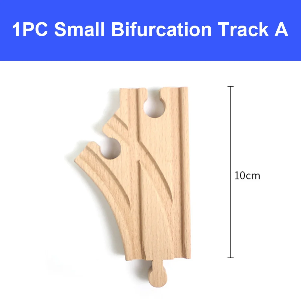 Деревянные железнодорожные дорожки, аксессуары из бука, железнодорожные части, совместимые с Thomas Biro, все бренды, игрушки для поездов, гоночные дорожки - Цвет: 1pc bifurcation A