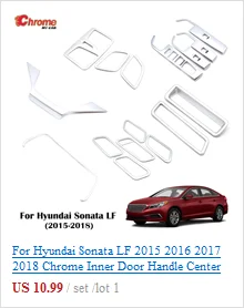 Для hyundai Sonata LF хромированная дверная ручка, чаша, задний противотуманный светильник, крышка, полоса, хром, аксессуары для стайлинга автомобилей