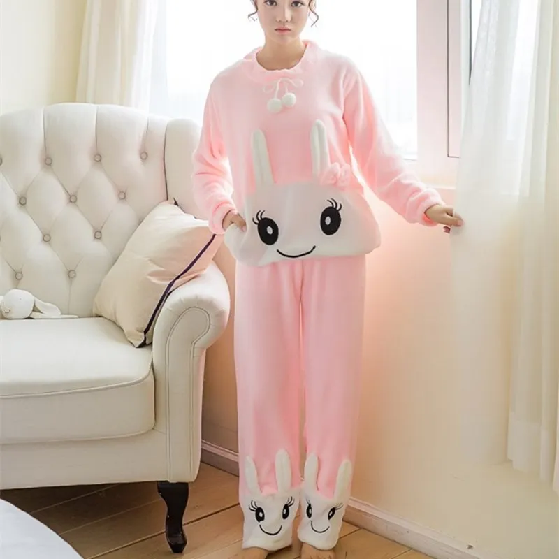 Winter New Thicken Cute Sleeping Coral Fleece Pajamas Home Furnishing