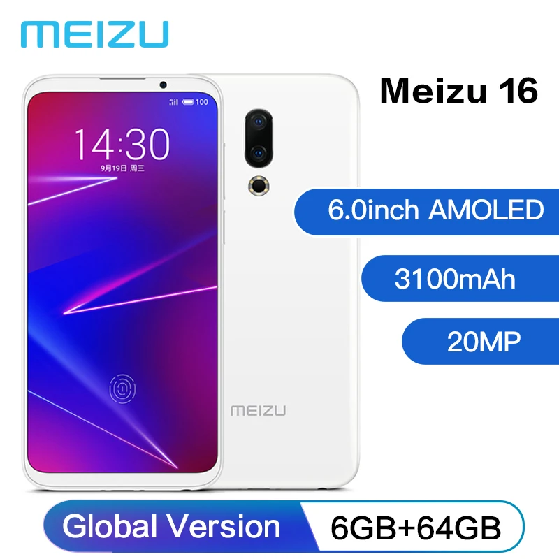 Оригинал Mейзу Меizu16 6 GB 64 Octa Core 0 '񟯠x1080 P мобильный телефон Snapdragon 710 спереди 20MP